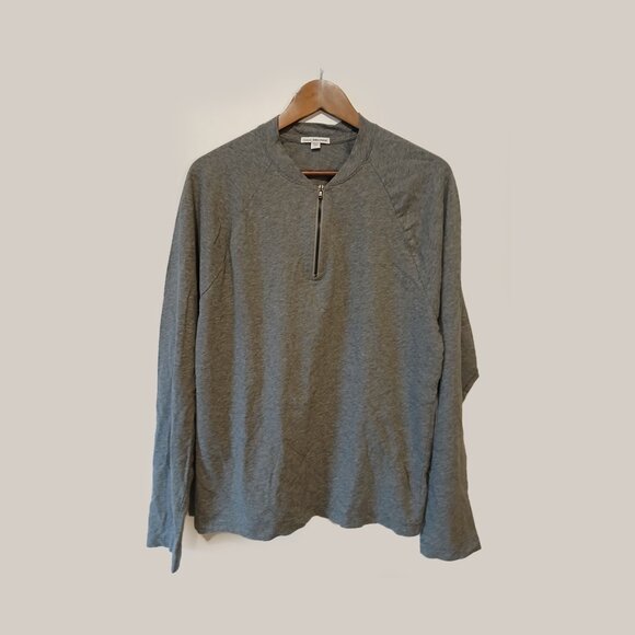 James Perse Gray Quarter Zip Shirt - Picture 1 of 8